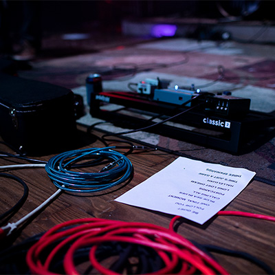 Setlist on stage floor